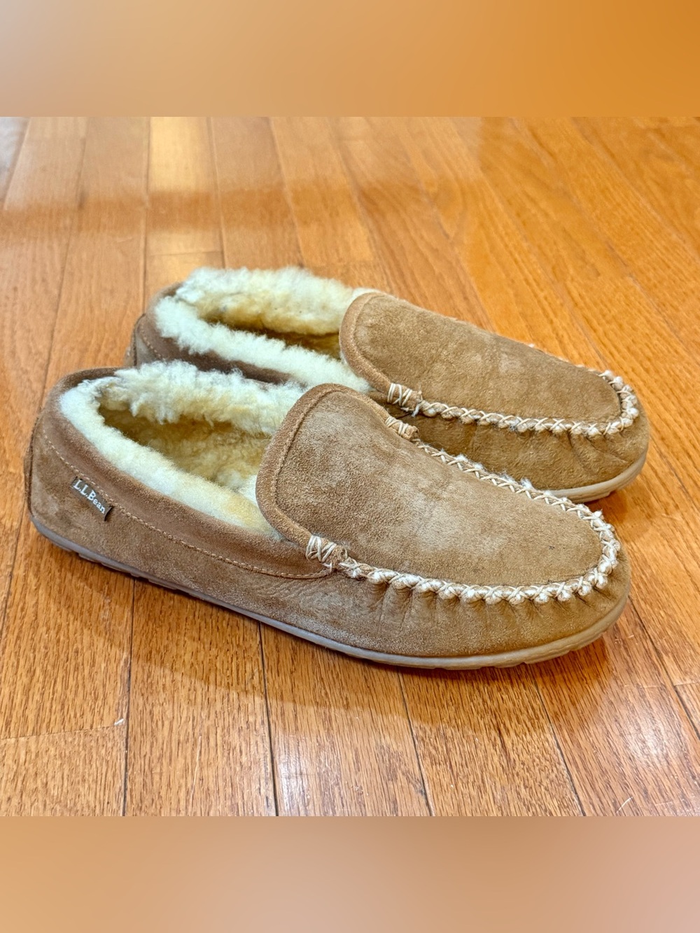 LL Bean Men’s 9 Wicked Good Venetian Slippers Suede Shearling Fur Lined Loafers